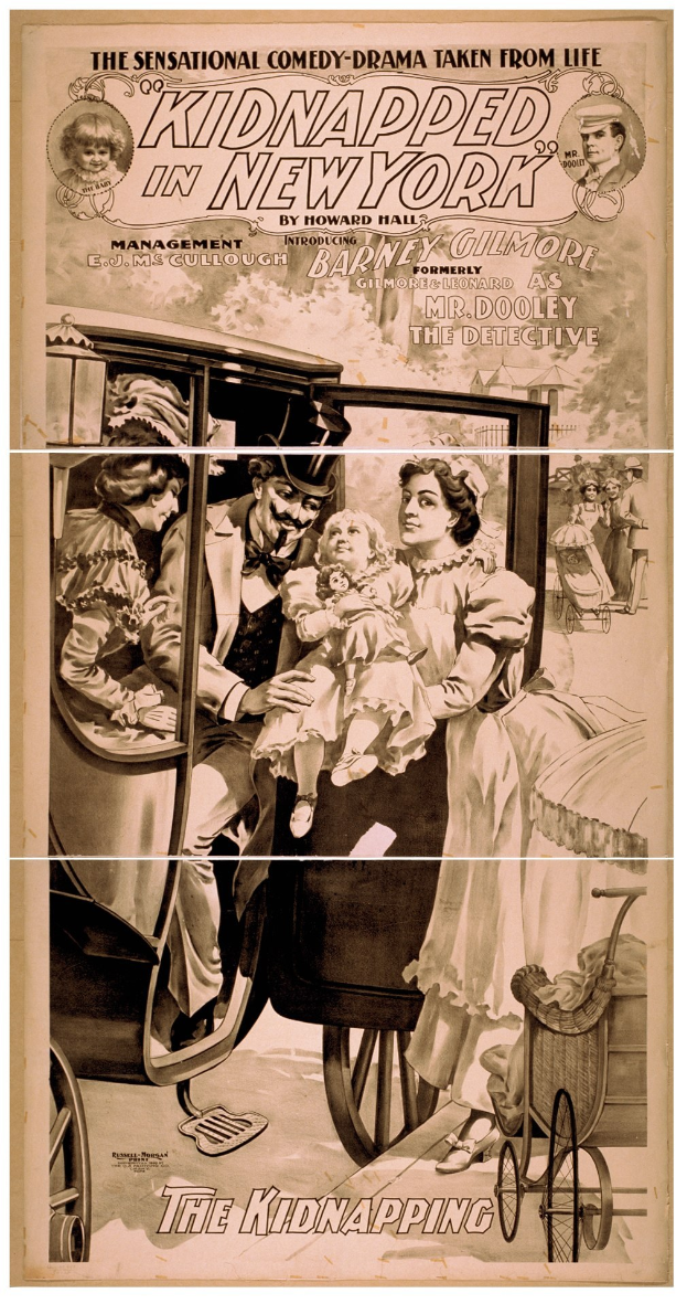 Plakat für 'Entführt in New York', das eine Gruppe besorgter Menschen in einem Fahrzeug zeigt, mit dem Titel über der Spitze und einem ernsten, ged├Ąmpften Farbschema.