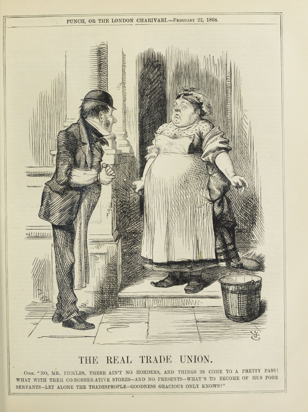 Eine Zeichnung von einem Mann und einer Frau, die auf dem Boden stehen und neben sich einen Eimer haben, mit dem Text "Die Echte Gewerkschaft" unten.