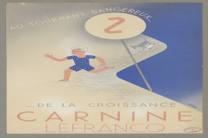 Eine Person in einem hellgelben Kleid lächelt breit in der Mitte eines Karnevalplakats, umgeben von fettem, schwarzem Text, der 'Karneval' lautet.