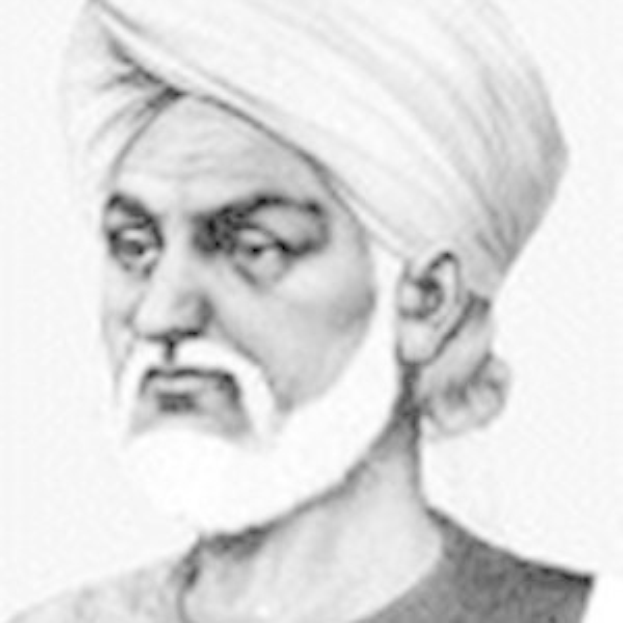 Ein Schwarz-Weiß-Porträt eines älteren Mannes mit einem weißen Bart, der ein kunstvoll verziertes Turban trägt, mit einem starken Kinn und einem entschlossenen Gesichtsausdruck, der konzentriert in die Ferne schaut.